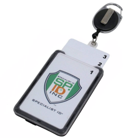 SPID-9880 Plastic 3 Card Badge Holder with Badge Reel
